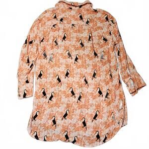 Jane and Delancey Rayon Long Sleeve Tunic Blouse Shirt Dress Medium Toucan Print